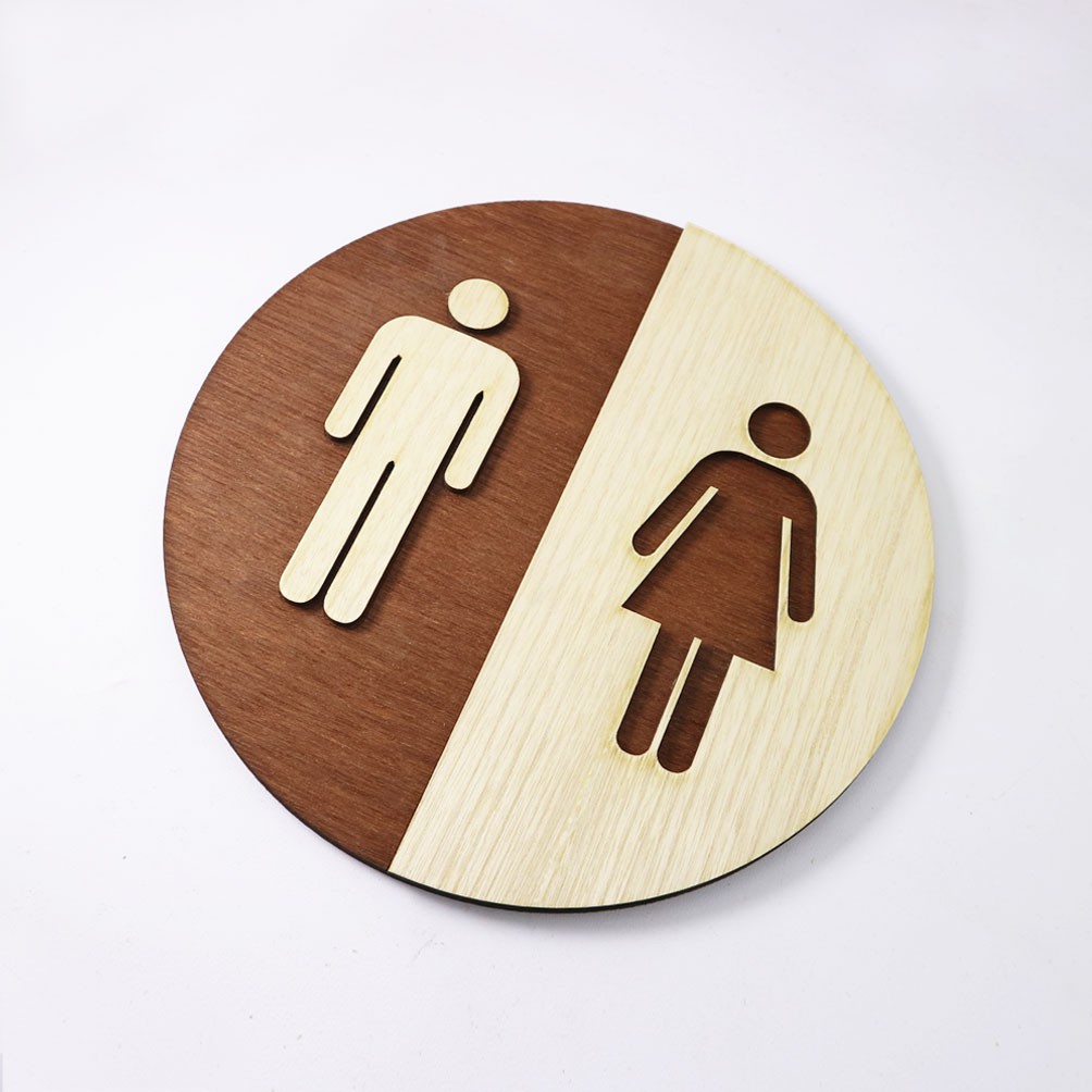 Toilet Sign / Tanda Toilet / Papan Toilet Kayu / Dekorasi Toilet Round