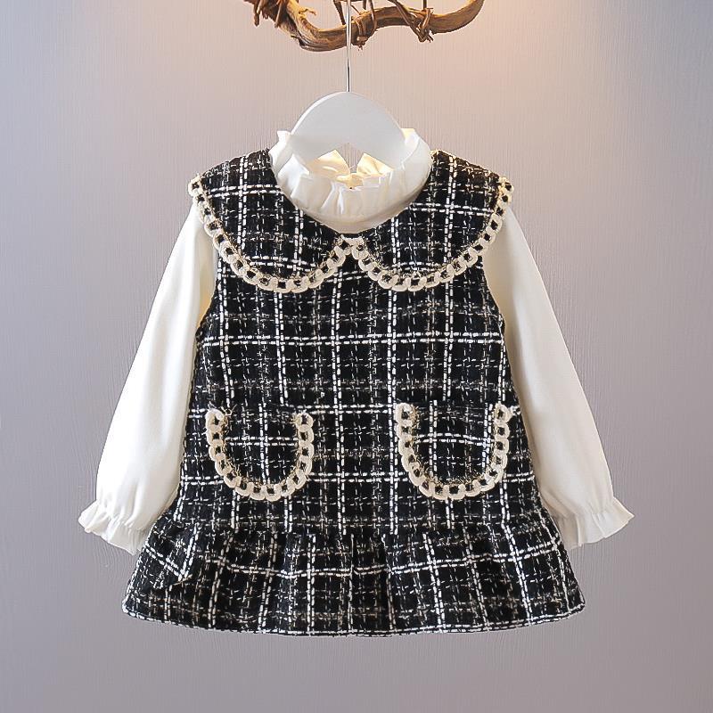 BN73EE D-434 Dress anak motif hounstud / Dress motif kotak / Baju anak perempuan import / Pakaian an