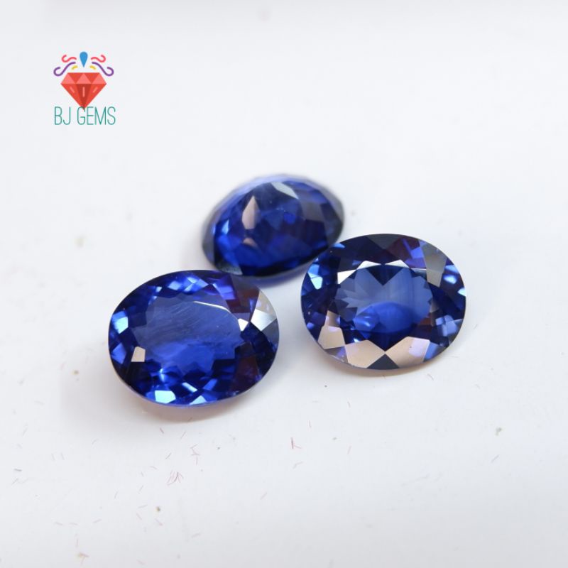 10 - 12 MM Permata Blue Safir Bangkok Blue Corundum Syntetic 9 Mohs