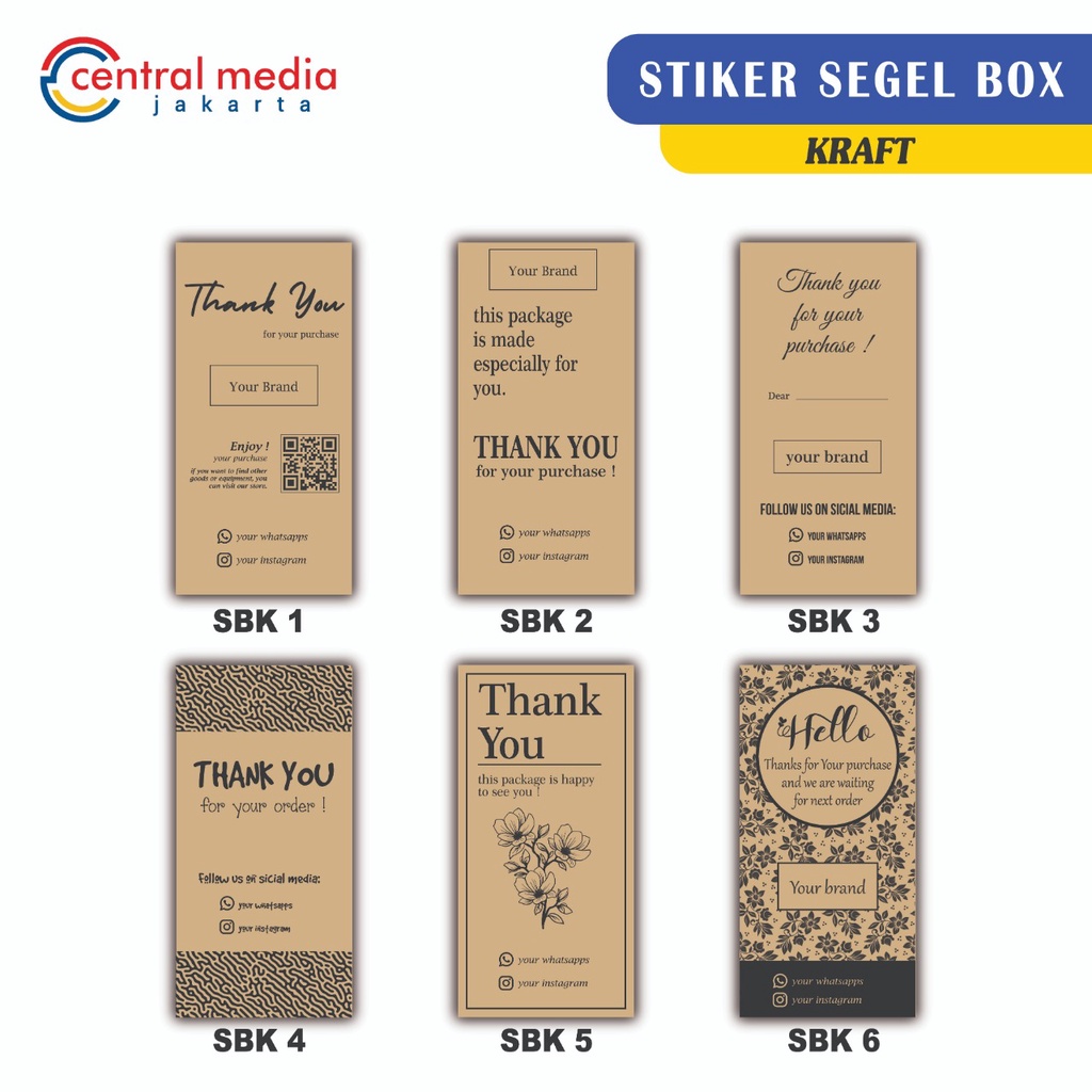 

Cetak Sticker Segel Box Kraft Custom Label Kotak Dus Hampers Kemasan Produk