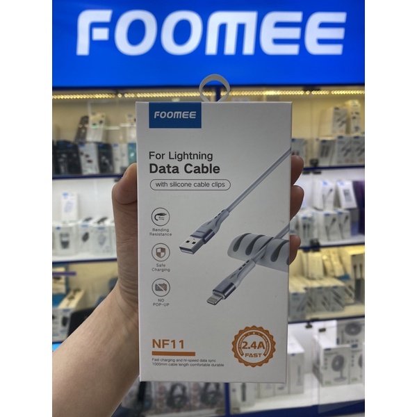 CABLE DATA CHARGER FOOMEE NF09 NF10 NF11 2.4A MICRO TYPE C LIGHTNING 1M SILICONE CLIPS FAST CHARGING
