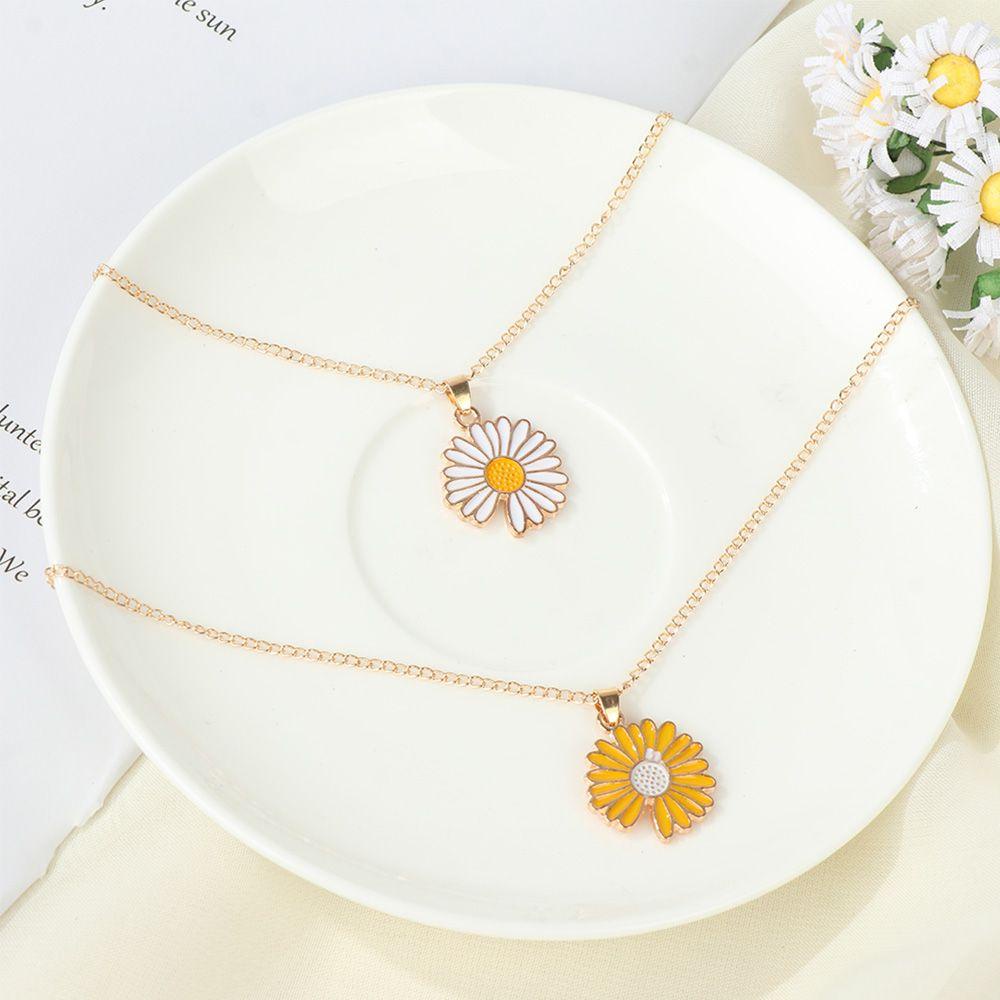 ❈ROWAN❈ Fashion Daisy Flower Necklace Novelty Neck Jewelry Sunflower Necklace Metal Pendant Cute Choker Adjustable Collar/Multicolor