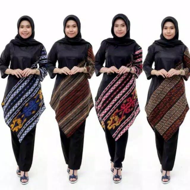 Batik Tunik Shibori Jumputan Terbaru Size S-3l / Hrb026 Yelbor Navbor / Biru Putih / Original..
