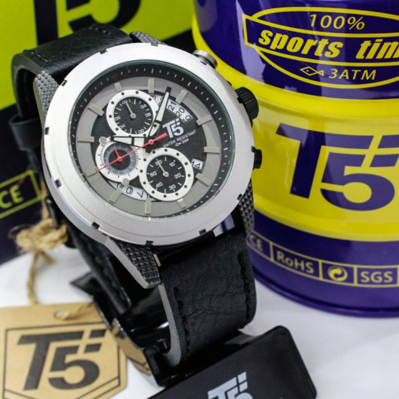 T5 H 3818G Original Jam Tangan T5 Terbaru Tahan Air Chronograph Tanggal Aktif Free Box Paper Bag