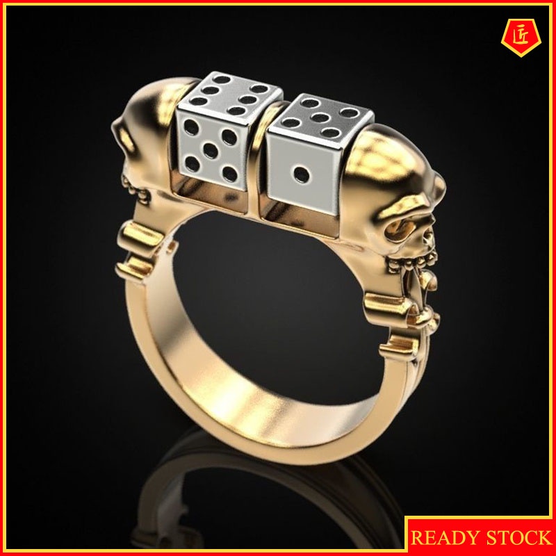 [Ready Stock]Creative Skull Dice Ring Vintage Punk Style