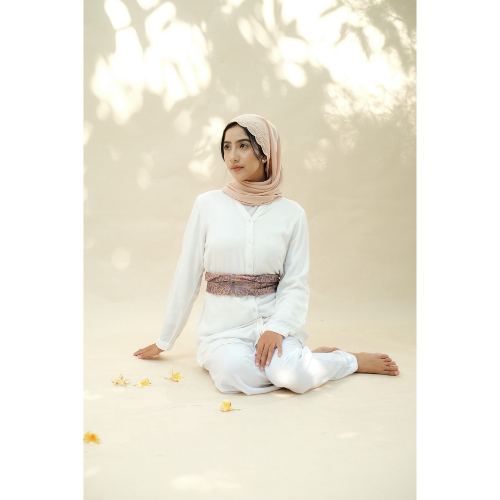 RATU Embroidery HIjab Shawl - Flora - Almond