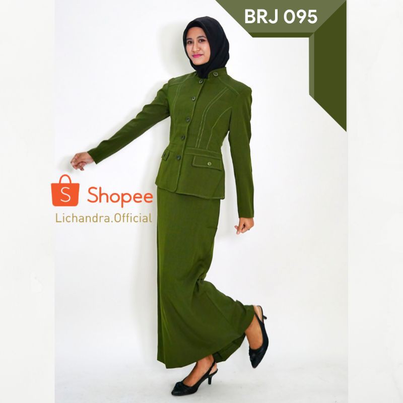 SETELAN Blazer dan Rok LICHANDRA / seragam kantor ASN PNS hijau