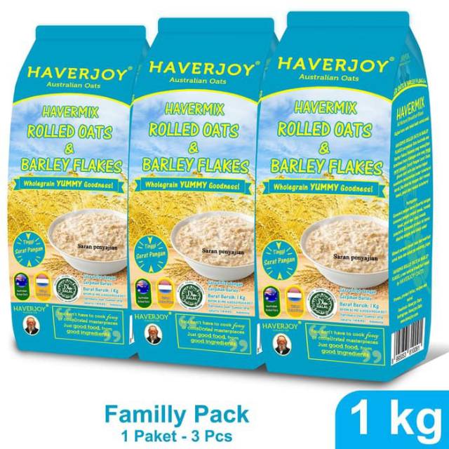 

Haverjoy Havermix Family Pack Rolled Oats & Barley Flakes 1kg - 3pcs