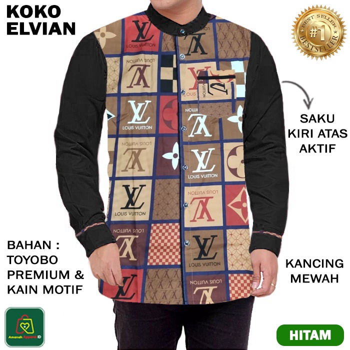 Baju Pria Muslim KOKO ELVIAN JUMBO Lengan Panjang Bahan Katun Toyobo Premium Size M - XXL / 25355 25357 25359 25361