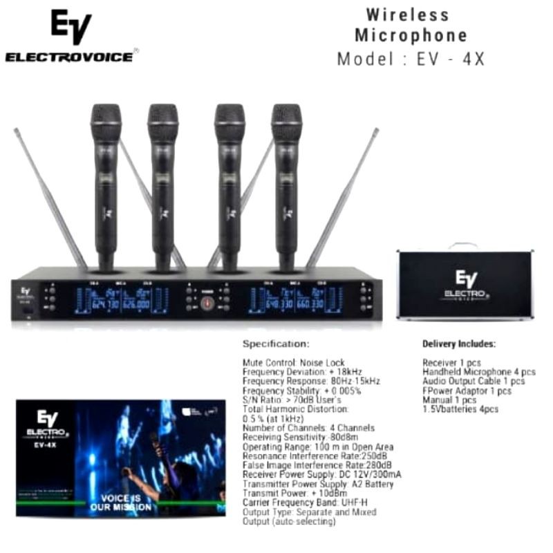 Microphone Wireless EV-4X 4 Handle