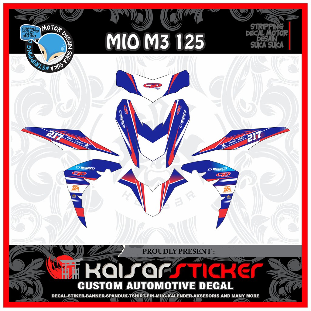 Decal Motor Sticker Motor Full Body Yamaha Mio M3 Grafis Biru