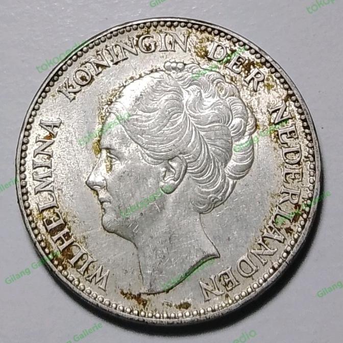 [COD] Tp2176. Uang koin Perak Kuno 1 Gulden Ratu Wilhelmina Thn 1939 Asli [COD]