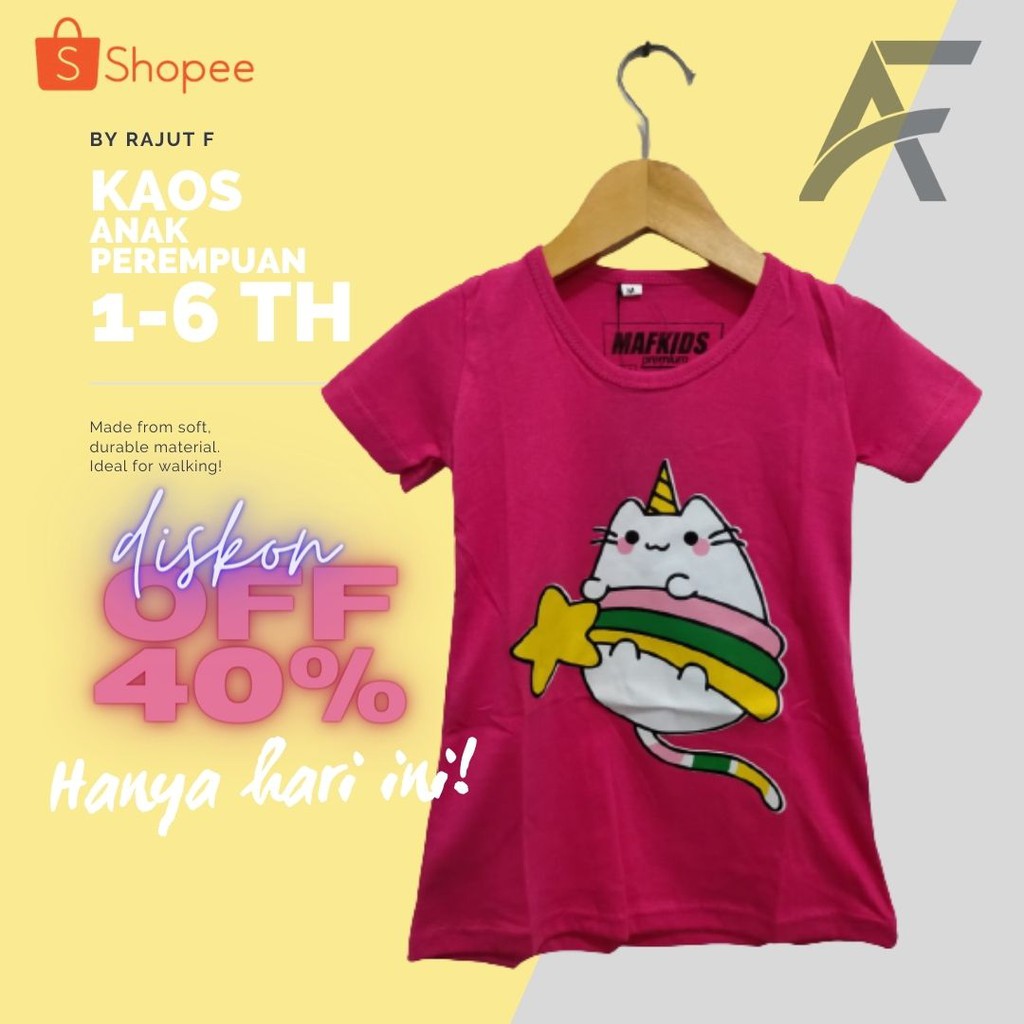 KAOS ANAK PEREMPUAN 1-6 TAHUN MOTIF HAMTARO