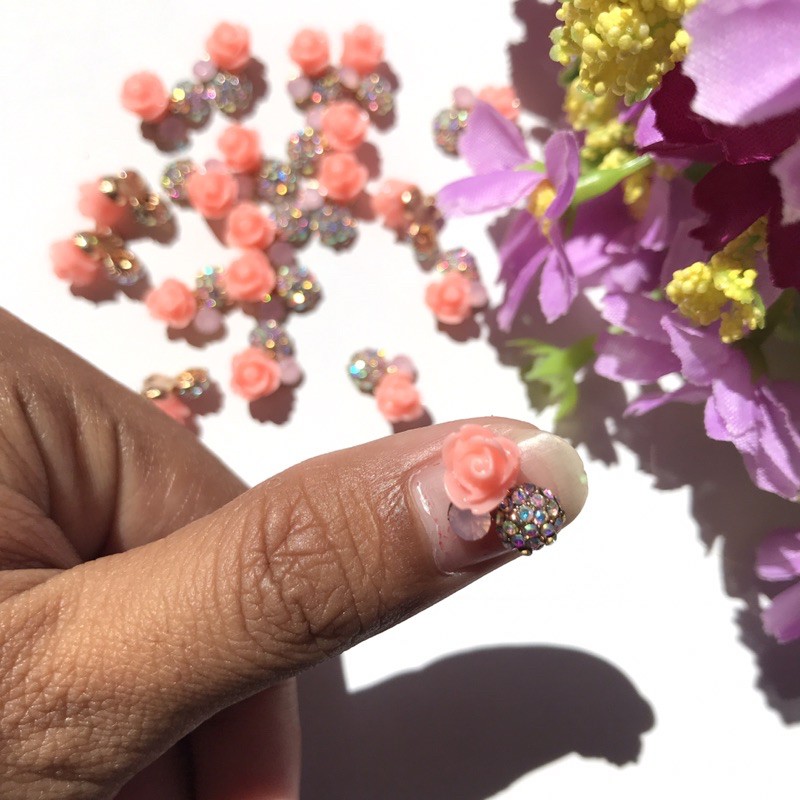 PEACH ROSE DIAMOND BOLDIS NAILART Per PCS bahan nail art kuku palsu fake nails
