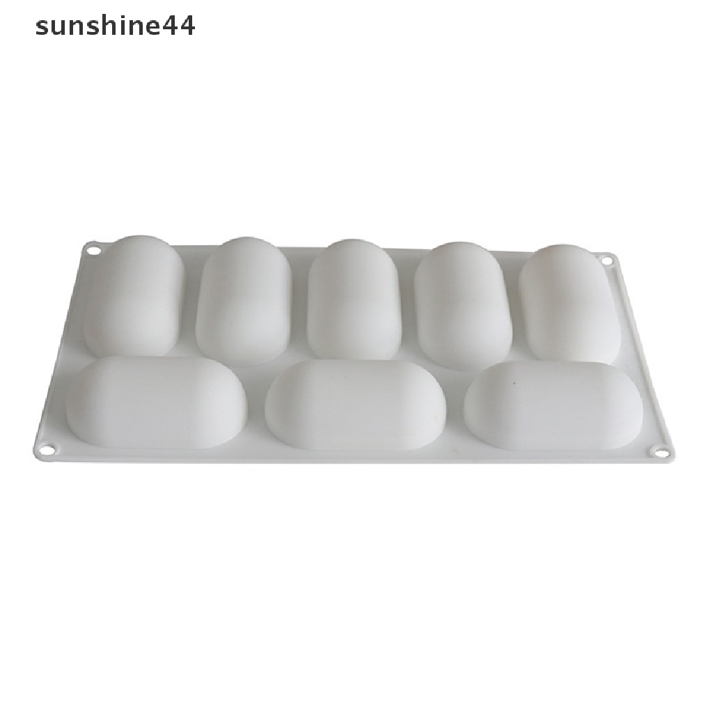 Sunshine 8pcs Cetakan Kue / Coklat / Mousse / Es Krim Bentuk Bantal Oval Bahan Silikon