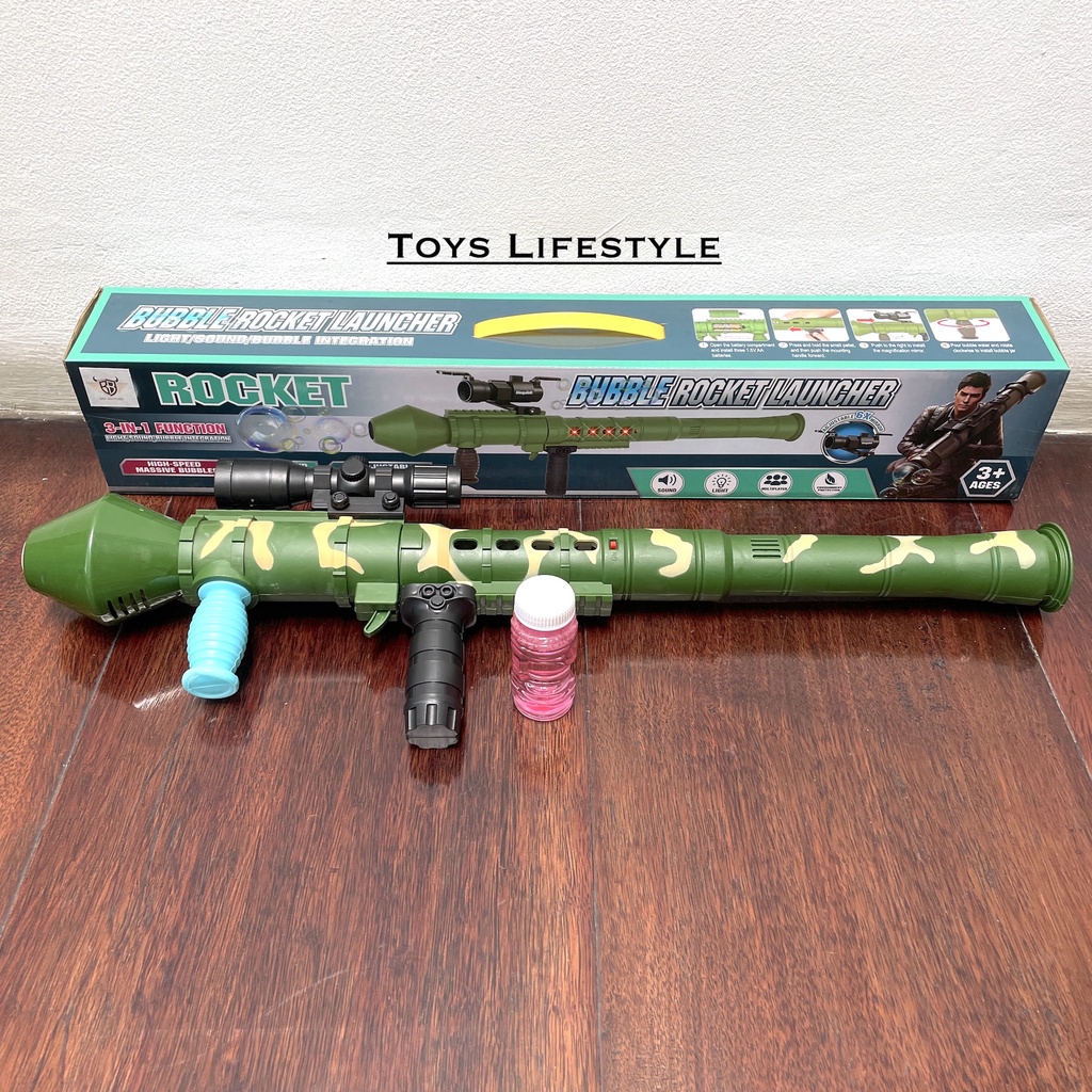 Mainan Bubble Gun Rocket Bubble Electric 3 in 1