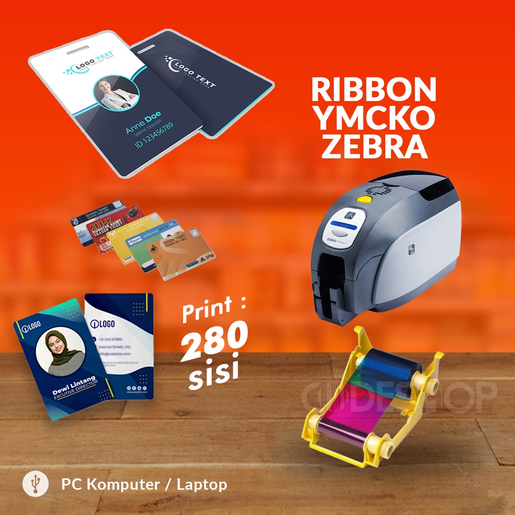 RIBBON PRINTER ZEBRA ZXP SERIES 3 - ZXP3 YMCKO 800033-340 (280 IMAGES)