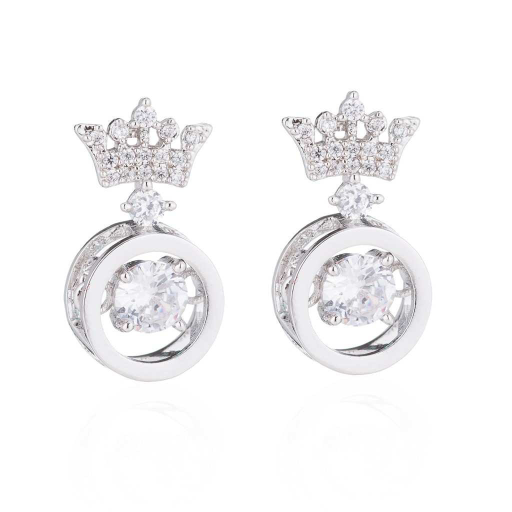 Anting Silver Perak S925 Wanita Fashion Murah AAS004 motif mahkota bulat cocok pesta