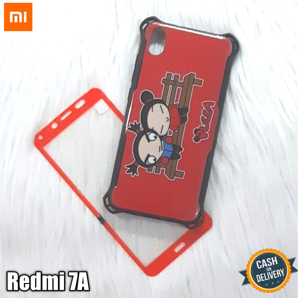 Case Hp Xiaomi Redmi 7A Softcase 360 Motif Lucu + Tempered Glass