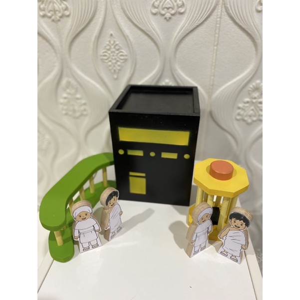 Wooden Miniatur kabah dan aksesoris/ mainan kayu kabah