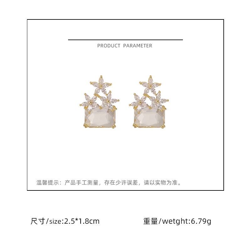 S925 fashion Korea zirkon mikro bertatahkan anting-anting elegan all-match perak pin anting-anting w