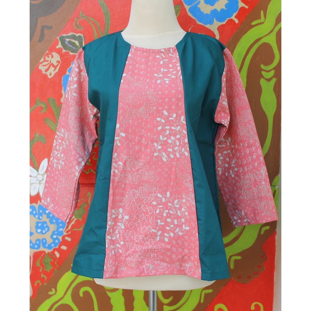 Combined Blouse Batik Tulis Lasem (Pink Salem-Green Tosca & Green-Brown) = 2