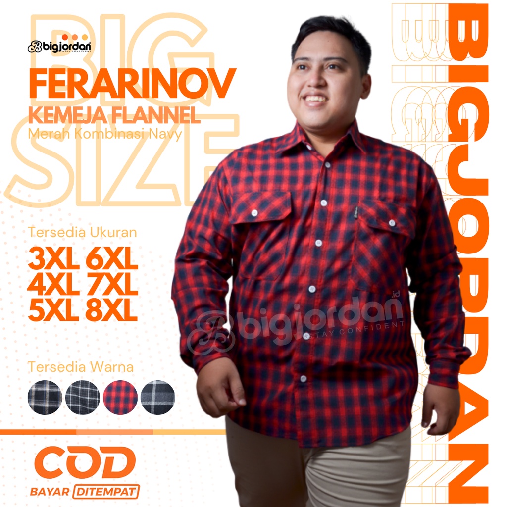 Kemeja Flanel Bigsize, Kemjea Flanel Jumbo 3XL 4XL 5XL 6XL 7XL 8XL