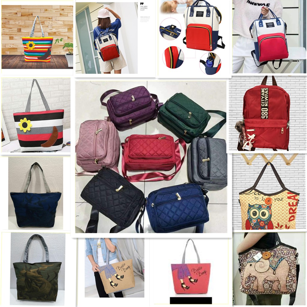 Ladies Shoulder Bag Fashion Handbag Canvas Material Tas Kapasitas Besar