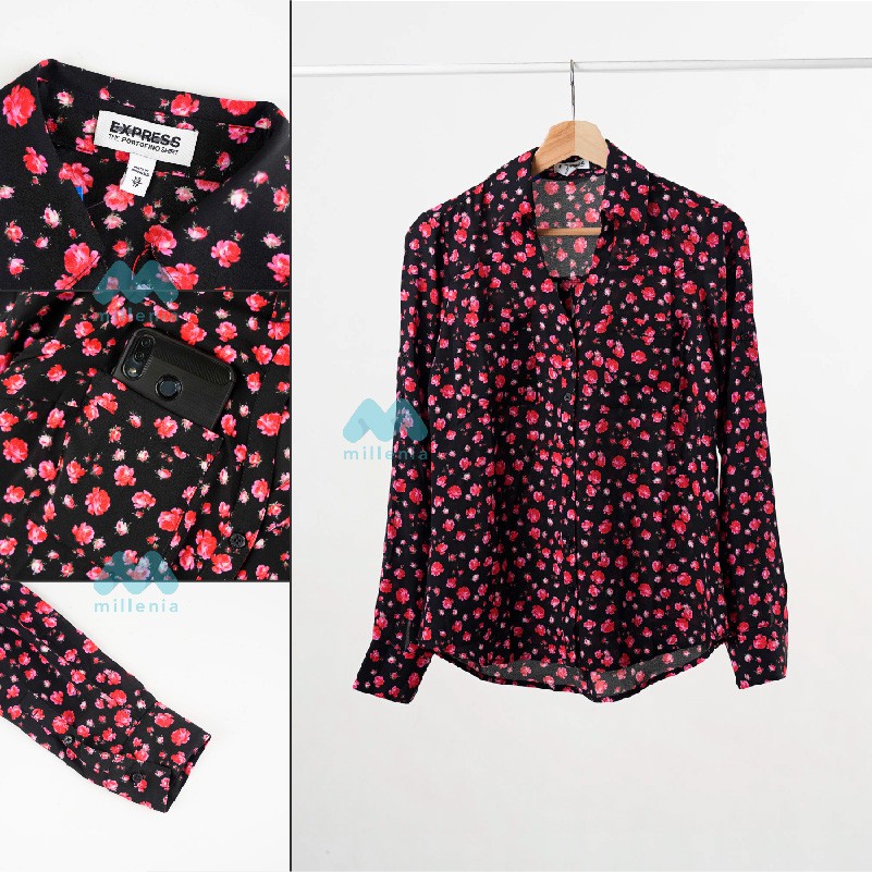 Kemeja Wanita- Portofino Vneck Double Pocket [CG-EXS 06]-CG-EXS 06 BLACKSMFLO