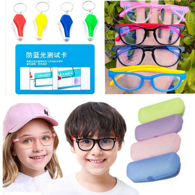 Kacamata Anti Radiasi Anak Unisex 1-12thn (Hadiah Box,Senter dan kartu cek anti radiasi)