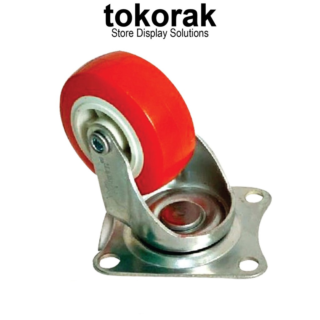 RODA 2&quot; PLAT HIDUP MERAH XANDER RODA CASTER KOPER RODA ETALASE