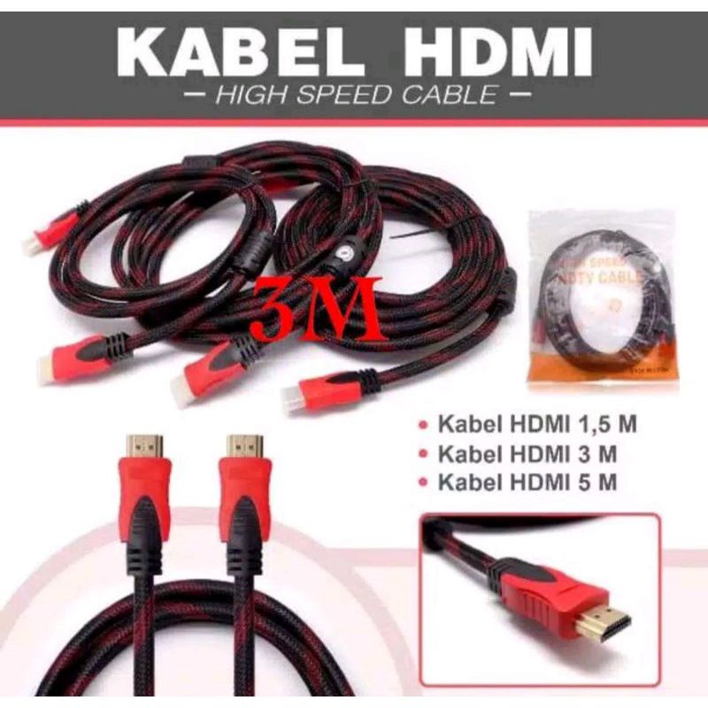 #KABEL HDMI 3M SERAT JARING HDMI TO HDMI 3 m 1080P V1.4 3D HQ