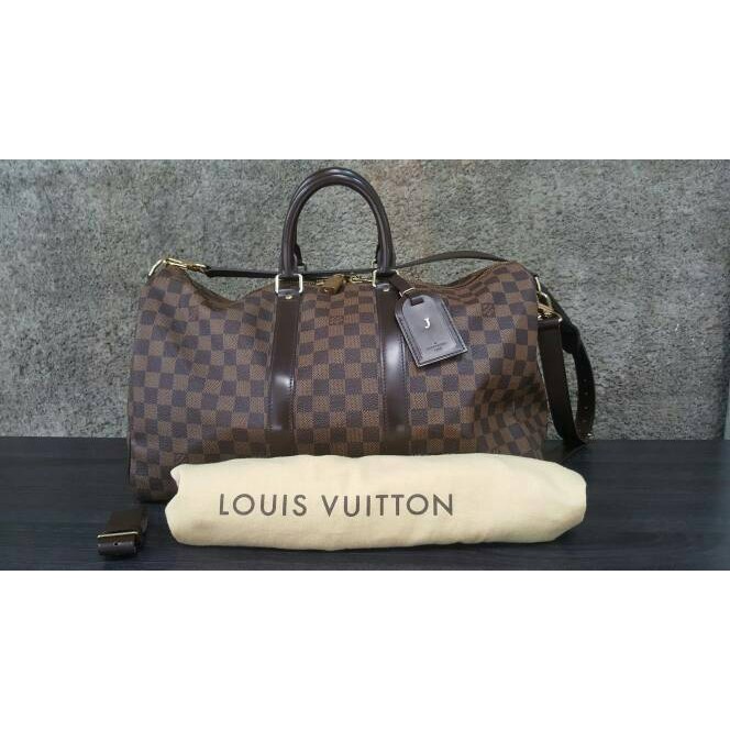 louis vuitton lv keepall keepal 45 damier ebene travel bag not gucci