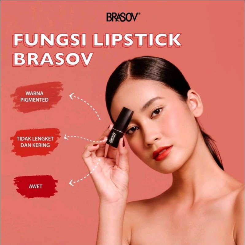 BRASOV Lipstick Matte 3.8g BPOM | lipstik mate