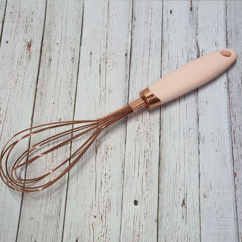 Rose gold Whisk silicone handle / stainless whisk dengan gagang silicone