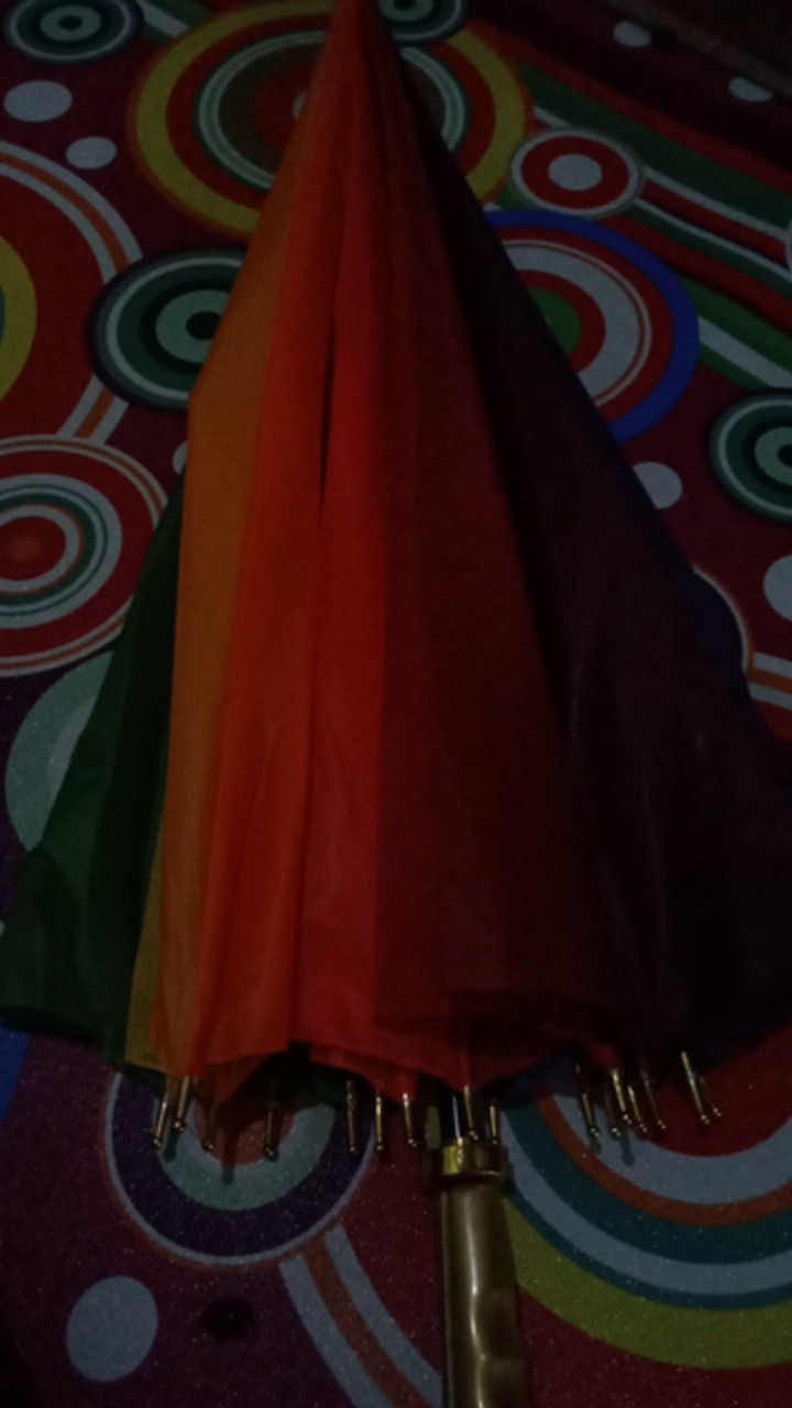 [polos] Payung Standar Gagang J Sarung Kain Lapis Silver - Orange