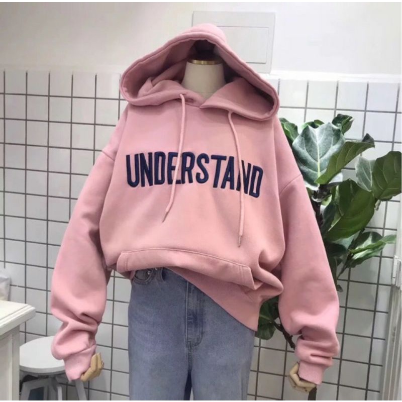 S - XXXXXL(6XL) Hoodie UNDERSTAND Logo Bordir Jaket OVERSIZE Boy Girl BIG SIZE Pria Wanita Jumbo 5XL 4XL 3XL 2XL XXL XXXXL Korean StreetWear Jacket Dusty Pink Hitam Denim Blue Peach Harajuku Style Cute Jaketin Aja