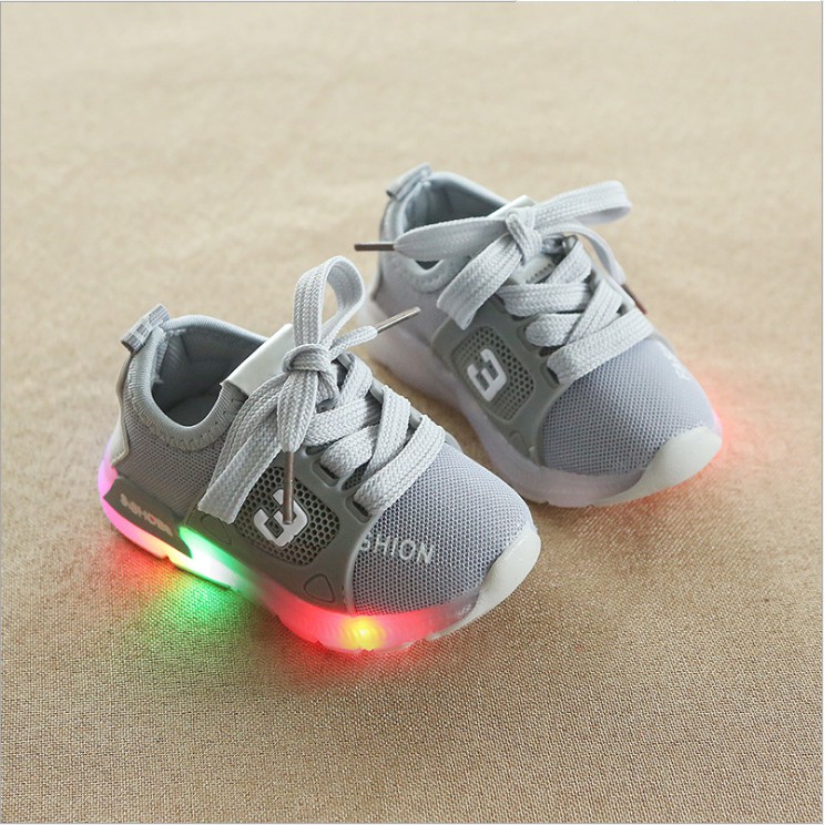 Bridgestore - Sepatu Sneakers LED Anak Laki-laki &amp; Perempuan Motif 011 Import