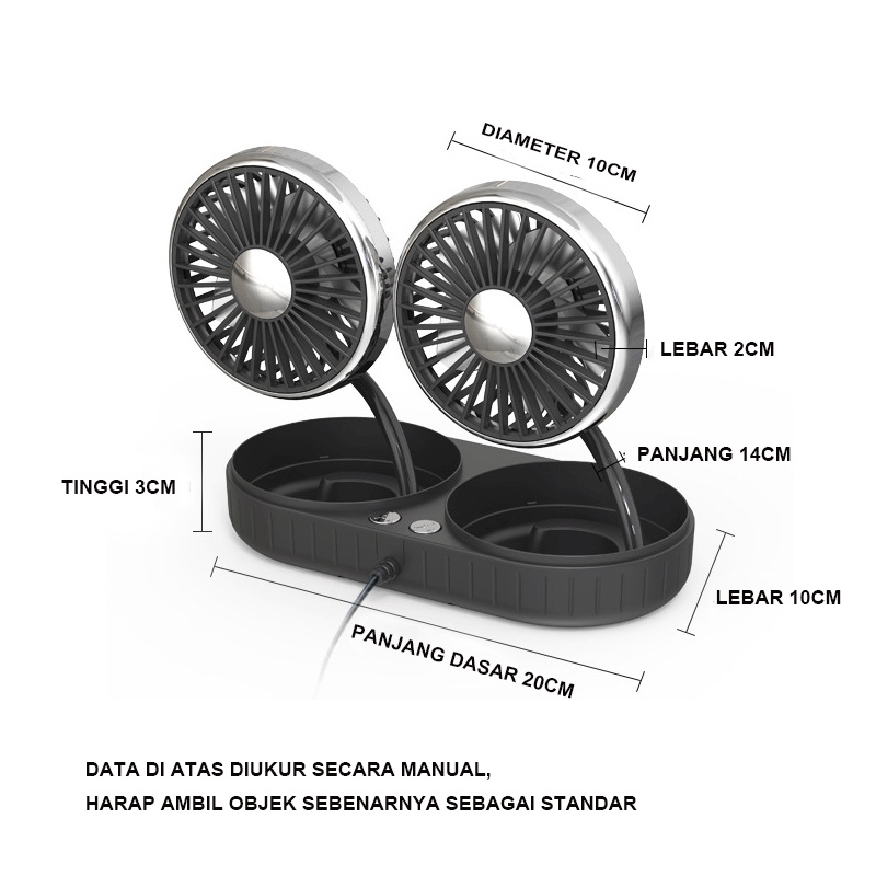 kipas Angin mobil  portable/Double Headed Fan Mobil /USB  Plugcar cooling double fan
