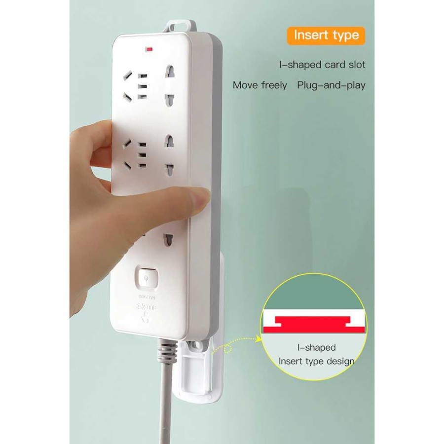 Rak Gantungan Socket Fixer Wall Hanger Adhesive Rotating - TC23 - White