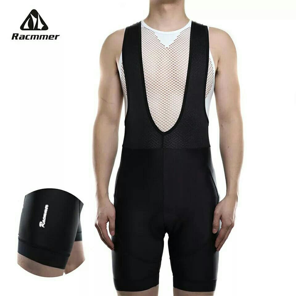 Celana Bib Pendek RACMMER Hitam Full - Cycling Pants Bib Shorts