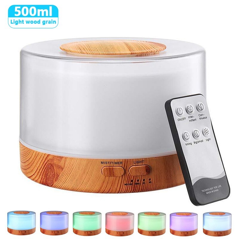 Ultrasonic Air Humidifier Taffware Humi 2467 Diffuser Aromatherapy Oil 7 Color with Remote 500ml