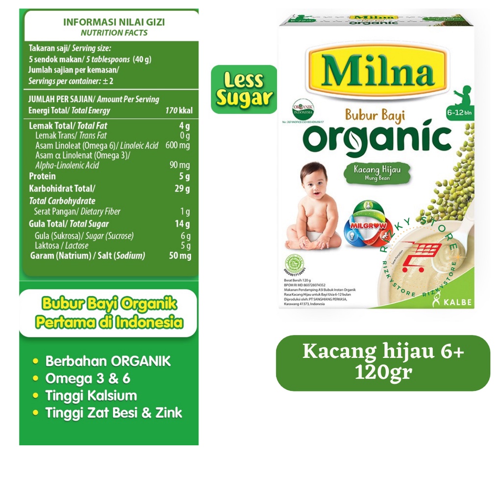 MILNA BUBUR ORGANIK  Pendamping  ASI 120gr