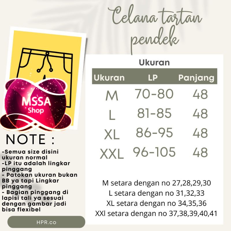 Celana tartan pendek kotak kotak pria wanita original bahan tebal terlaris 3 warna