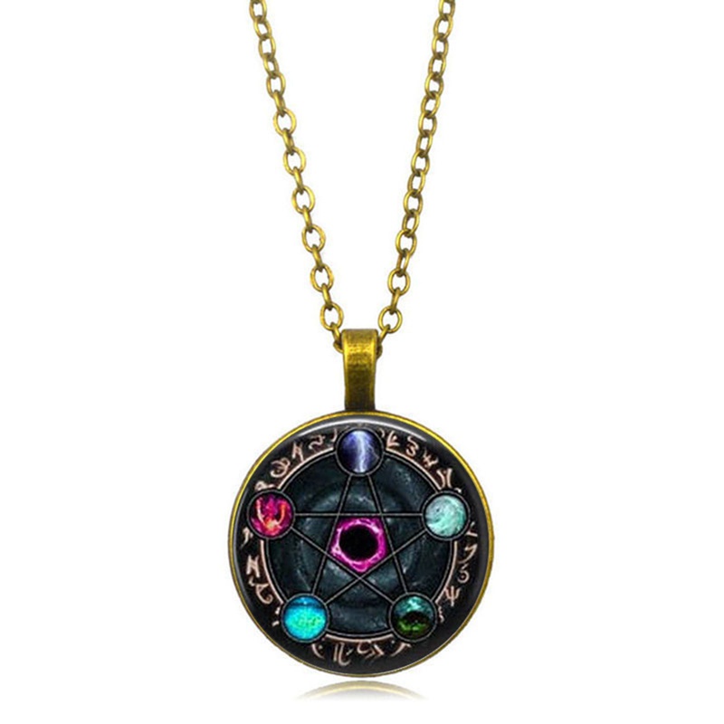 New Arrival Wiccan Pendant Necklace Constellations Of The Zodiac Wicca Pagan Jewelry Glass Cabochon Jewelry