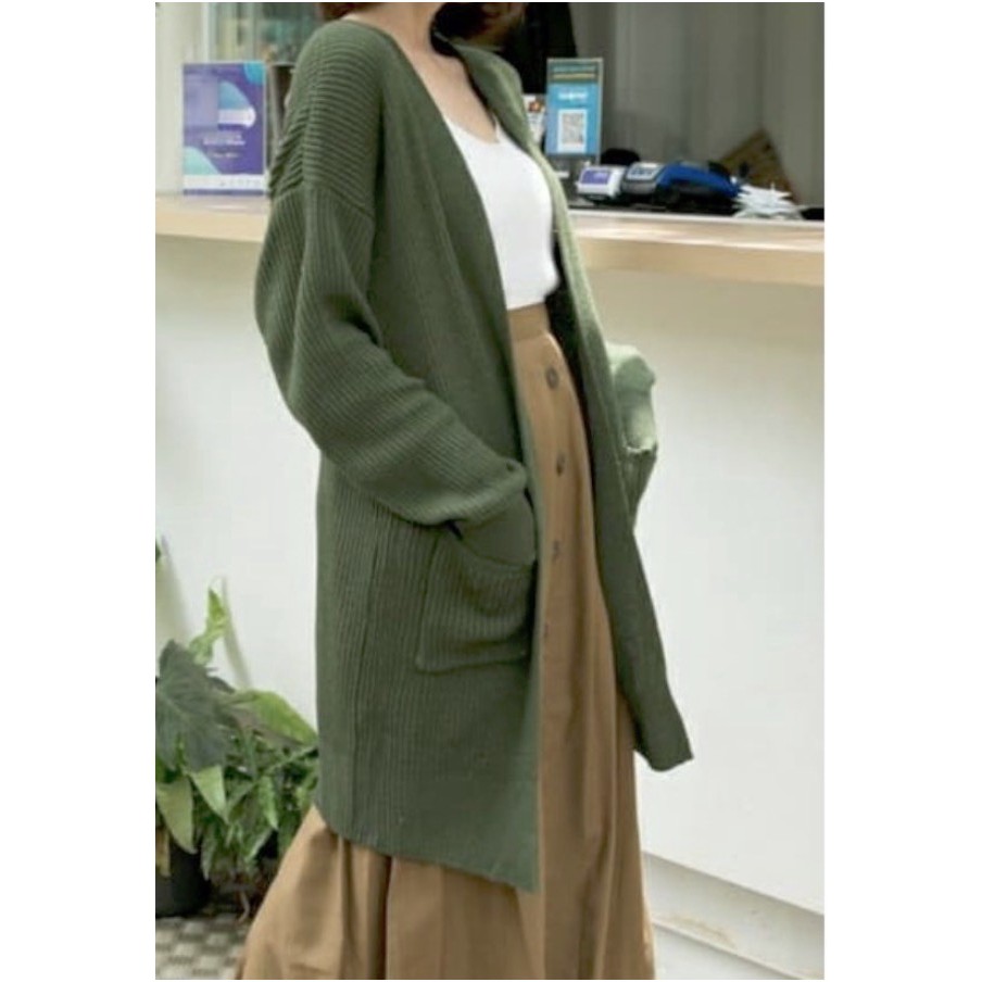 Long Cardigan BELLE OVERSIZE-ARMY