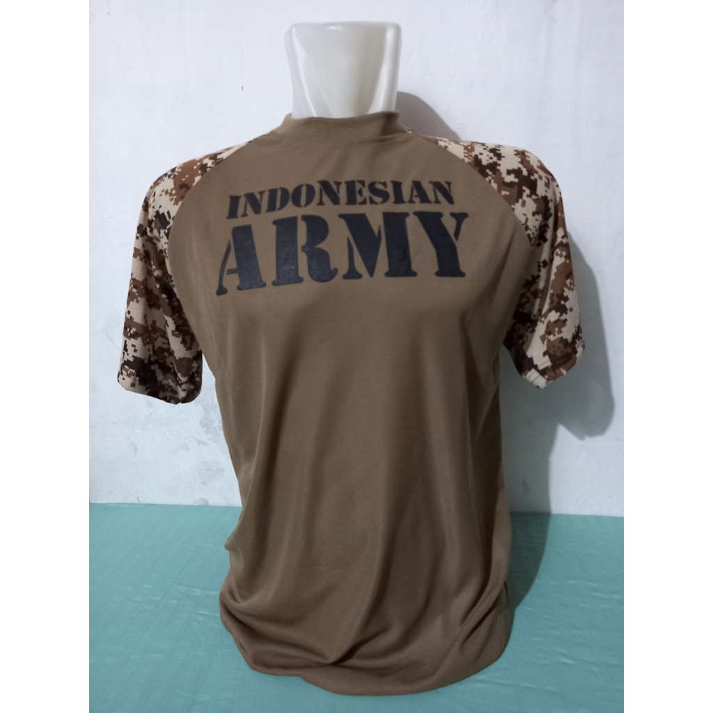 Kaos Oblong Sablon INDONESIAN ARMY Kombinasi Doreng Gurun