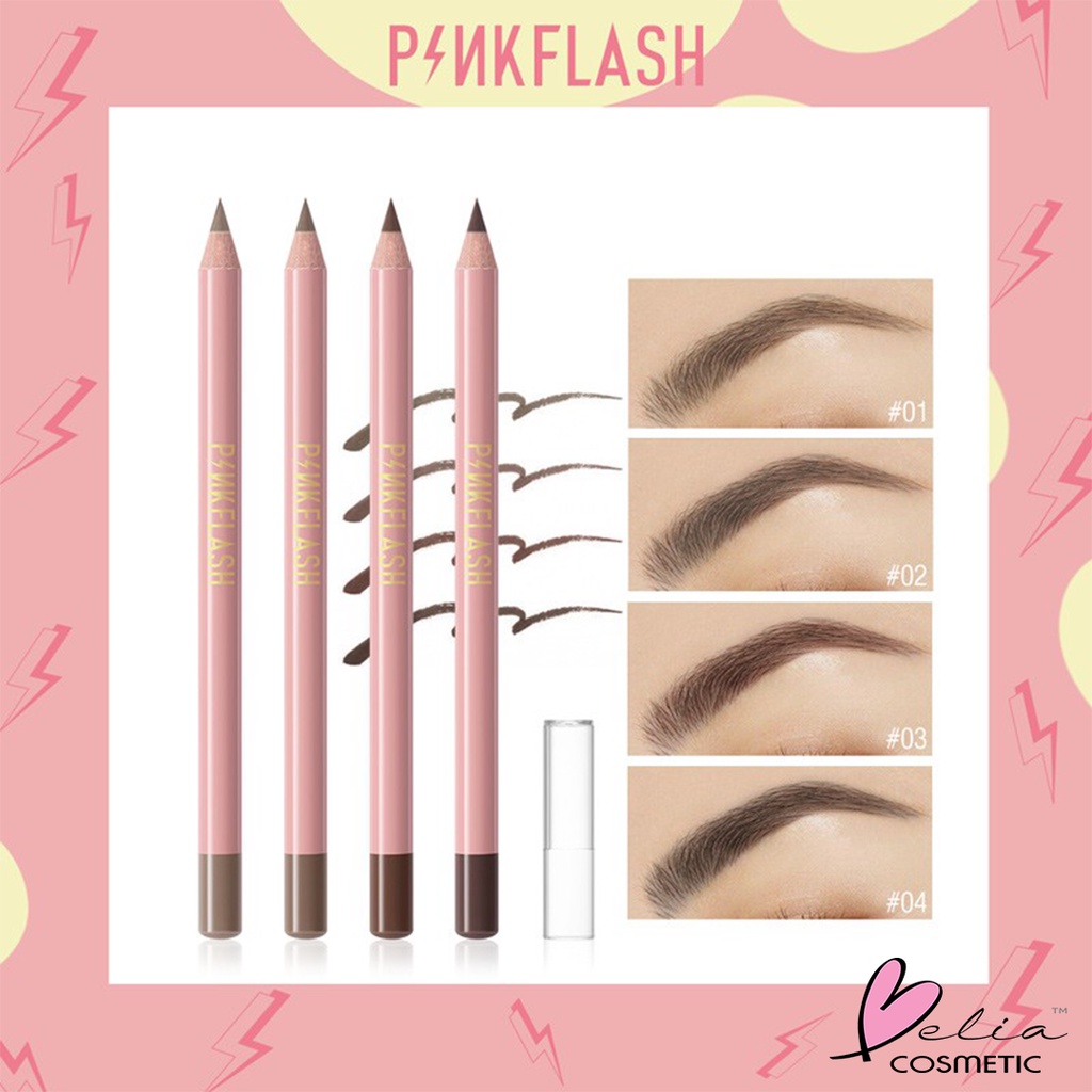 ❤ BELIA ❤ PINKFLASH Waterproof Easy Eyebrow Pencil | Pensil Alis | Pink Flash Waterproof BPOM PF-E02