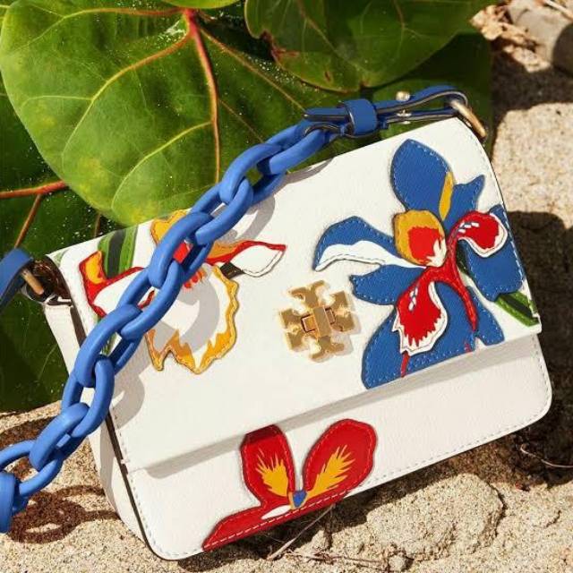 Tory Burch Kira double strap Appliqué Flower Mini bag tas original authentic asli slingbag selempang