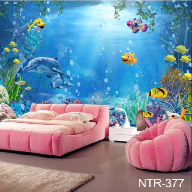 Wallpaper custom 3D motif aquarium